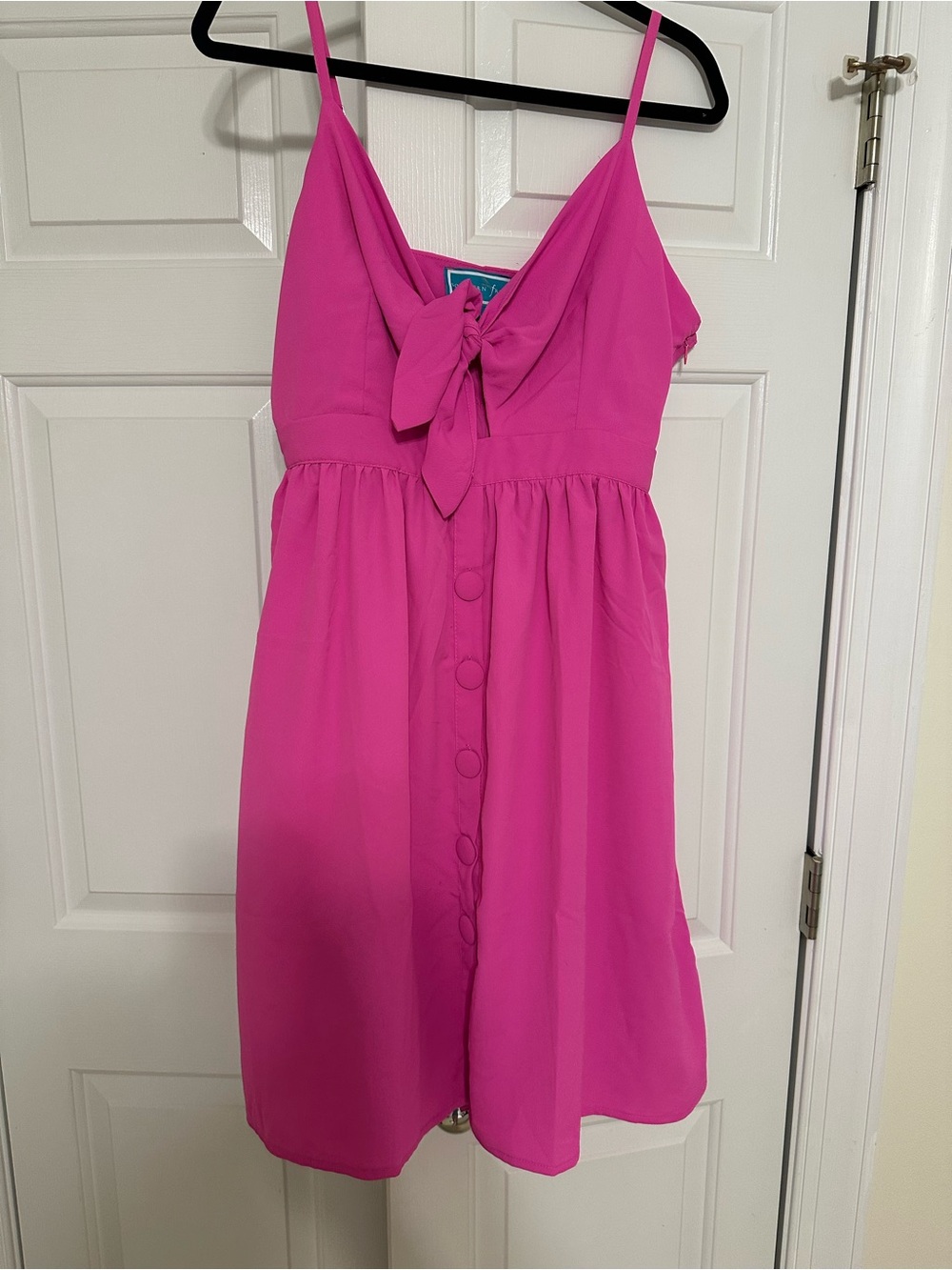 Southern Rock Fuchsia Tie-Front Button Mini Dress